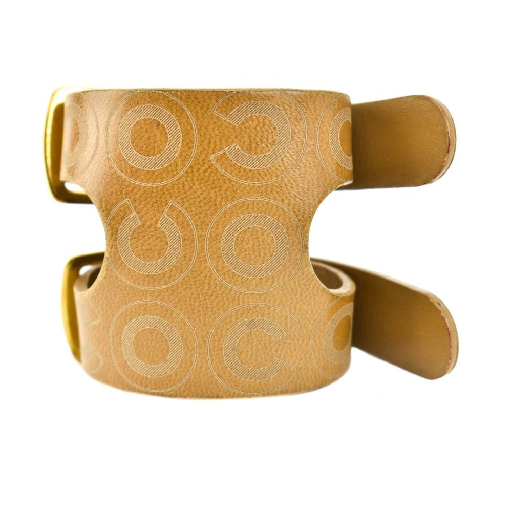 CHANEL Brown Leather COCO Logo Buckle Bracelet nq - Picture 3 of 10